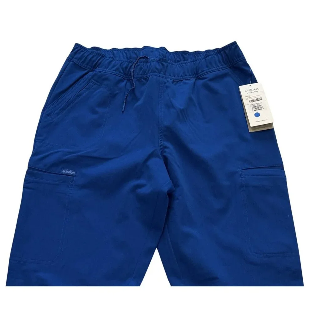 Cherokee Euphoria MidRise Tapered Leg Royal Blue Medical Scrub Pants L NWT - Picture 2 of 7